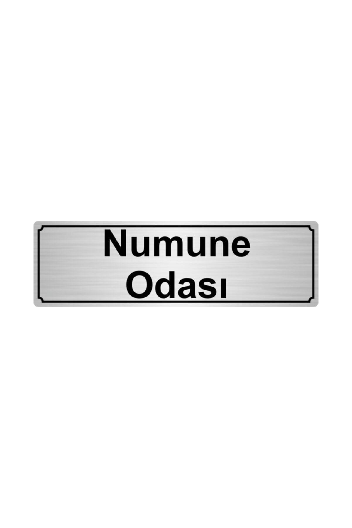 Numune Odası Yönlendirme Levhası 5cmx20cm Gümüş Renk Metal Kapı İsimlik Tabela