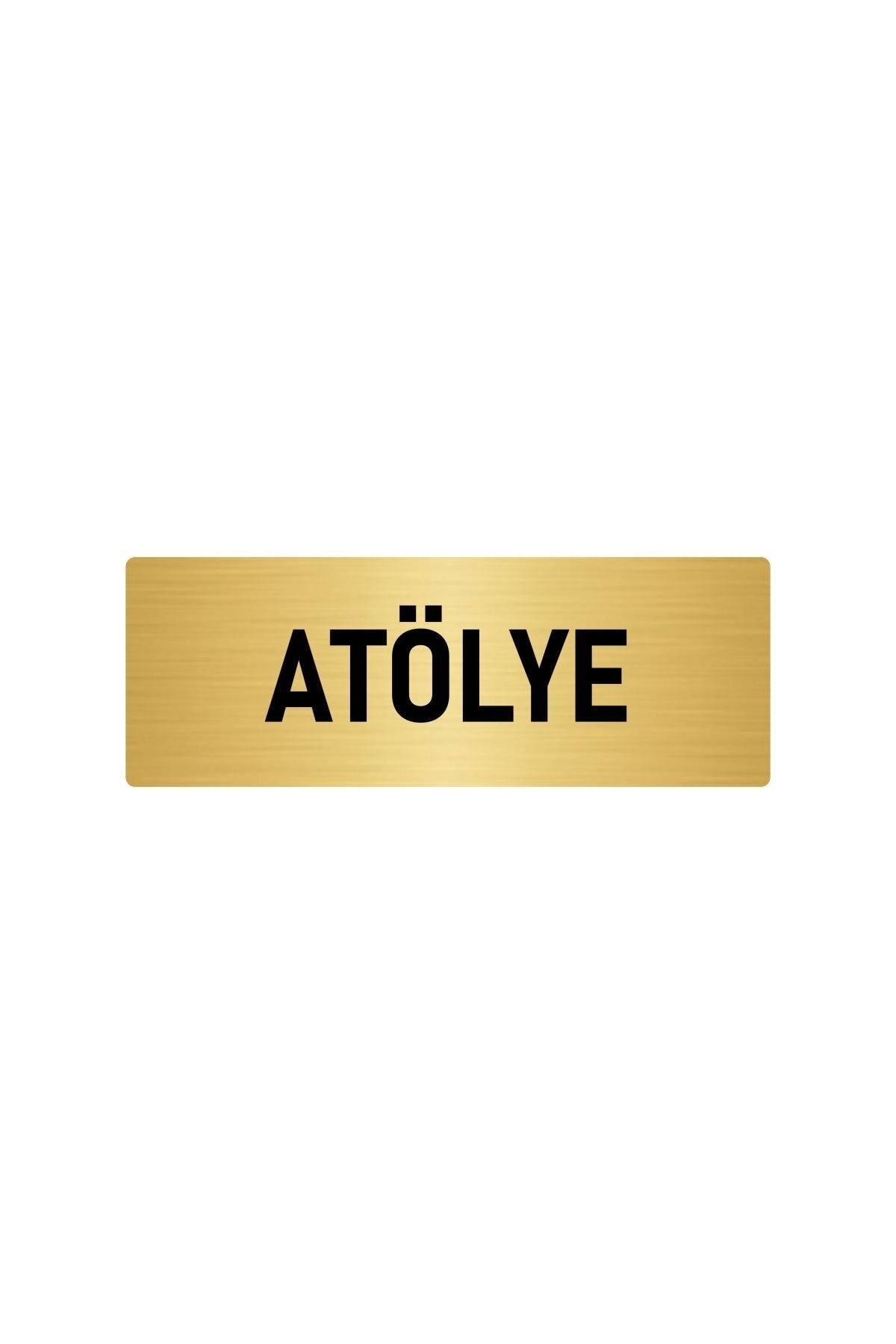 Metal Yönlendirme Levhası, Departman Kapı Isimliği Atölye 10x20 Cm Altın Renk Kapı İsimlik Tabela