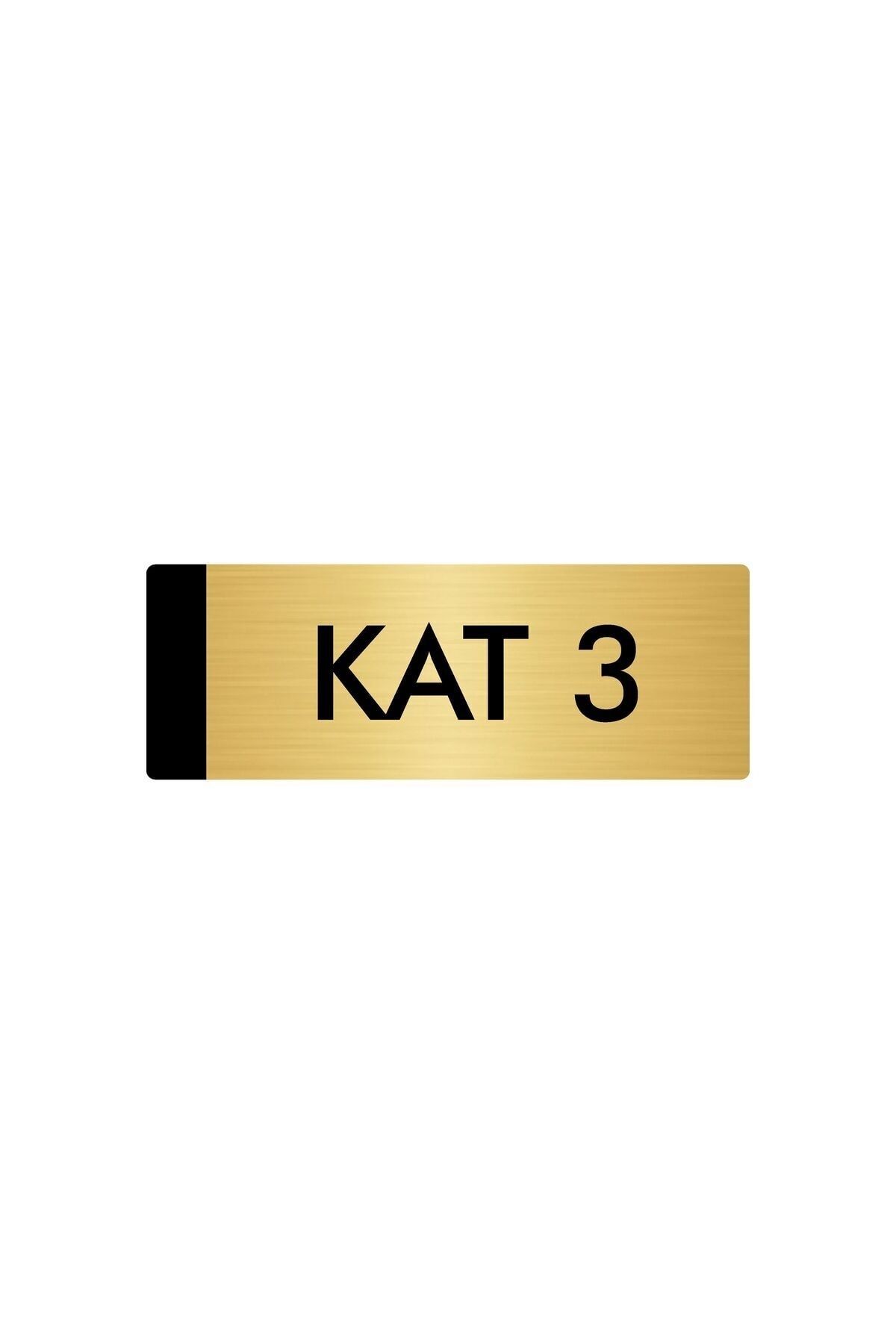 Metal Yönlendirme Levhası, Departman Kapı Isimliği Kat 3 5x20 Cm Altın Renk Kapı İsimlik Tabela